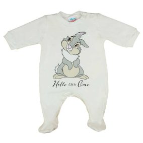 Hosszú ujjú baba rugdalózó Thumper nyuszi mintával natúr színben