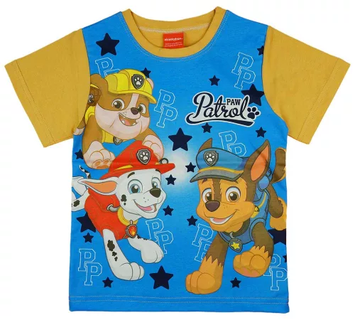 2 részes kisfiú nyári szett Mancs őrjárat mintával sárga és szürke színben