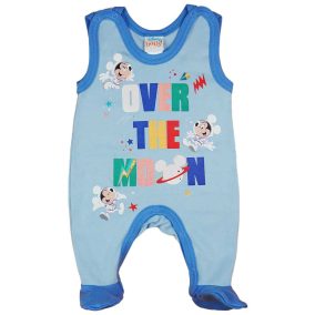 Ujjatlan pamut baba rugdalózó űrhajós Mickey egér mintával világoskék színben