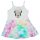 Vállpántos pamut kislány nyári ruha Minnie egérrel fehér színben szivárványos batikolt mintával