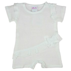 Rövid ujjú pamut krepp kislány baba napozó fehér színben