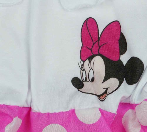 Kislány nyári ruha pöttyös szoknyarésszel Minnie egér mintával világos pink színben