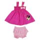 2 részes kislány nyári szett rövidnadrággal, tunikával Minnie egér mintával pink színben