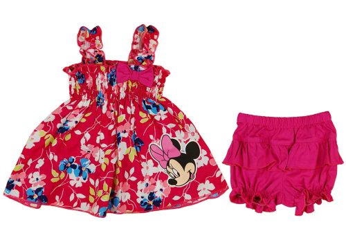 2 részes kislány nyári szett rövidnadrággal, tunikával Minnie egér mintával rózsaszín színben