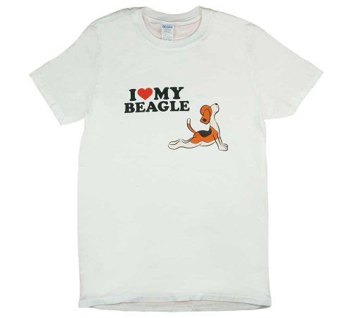 Rövid ujjú férfi póló beagle mintával fehér színben