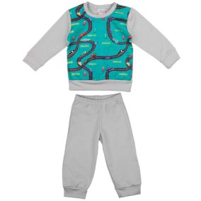 2 részes kisfiú pizsama autós mintával