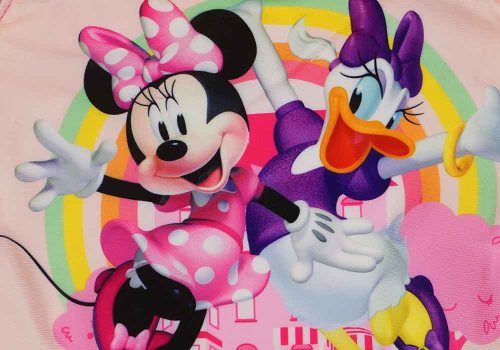 Minnie egér mintás kislány fürdőruha pink színben