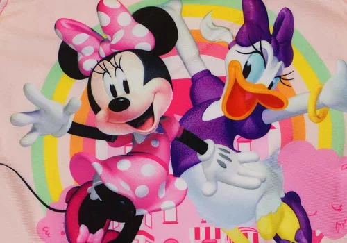 Minnie egér mintás kislány fürdőruha pink színben
