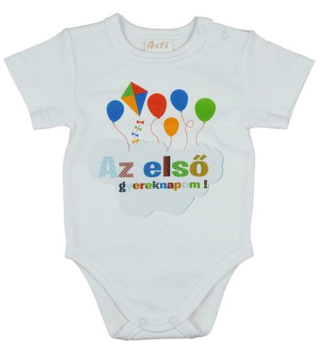 Gyereknapos rövid ujjú baba body fehér