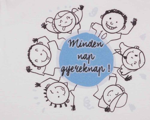 Gyereknapos rövid ujjú gyerek póló kék mintával