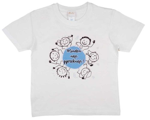 Gyereknapos rövid ujjú gyerek póló kék mintával