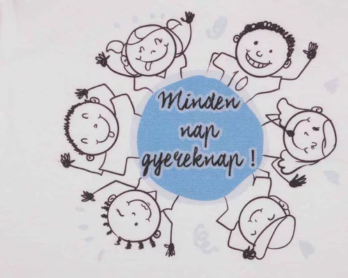 Gyereknapos rövid ujjú gyerek póló kék mintával
