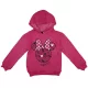 Kapucnis lány pulóver Minnie mintával padlizsán színben