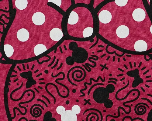 Kapucnis lány pulóver Minnie mintával padlizsán színben