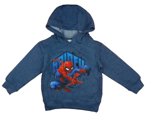 Kapucnis fiú pulóver Pókember mintával kék színben