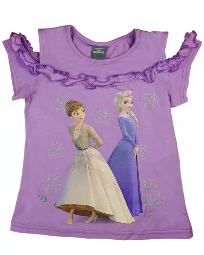 Kétrészes szoknyás nyári szett kislányoknak Frozen mintával lila színben