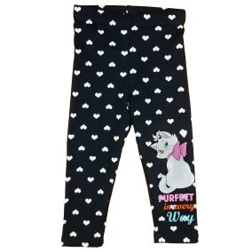 Belül enyhén bolyhos kislány leggings Marie cica mintával kék színben