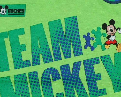 Rövid ujjú kisfiú póló Mickey mintával zöld színben