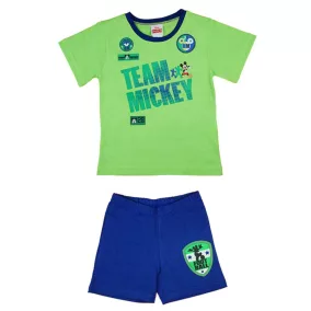 Kétrészes nyári kisfiú szett Mickey egér mintával zöld és kék színben