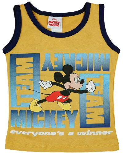 Kétrészes nyári kisfiú szett Mickey egér mintával sárga és kék színben
