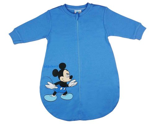 Hosszú ujjú vékony pamut hálózsák Mickey egér mintával 1,5 TOG kék színben