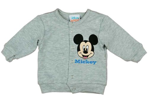 Elöl patentos baba kardigán Mickey egér mintával szürke színben