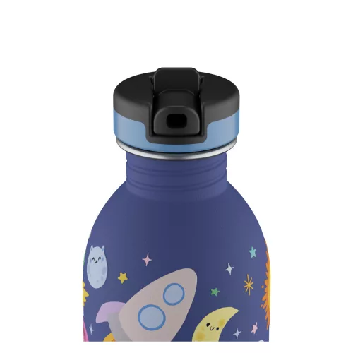 24BOTTLES Kids Urban 250ml rozsdamentes acél kulacs szívószálas kupakkal, Space Friends