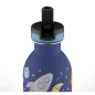   24BOTTLES Kids Urban 250ml rozsdamentes acél kulacs szívószálas kupakkal, Space Friends
