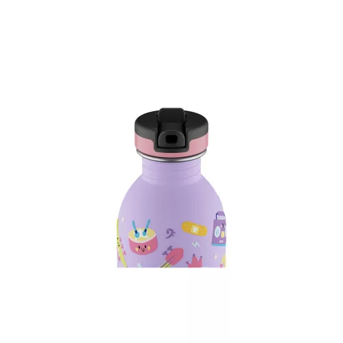 24BOTTLES Kids Urban 250ml rozsdamentes acél kulacs szívószálas kupakkal, Music Friends