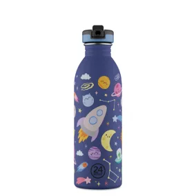   24BOTTLES Kids Urban 500ml rozsdamentes acél kulacs szívószálas kupakkal, Space Friends