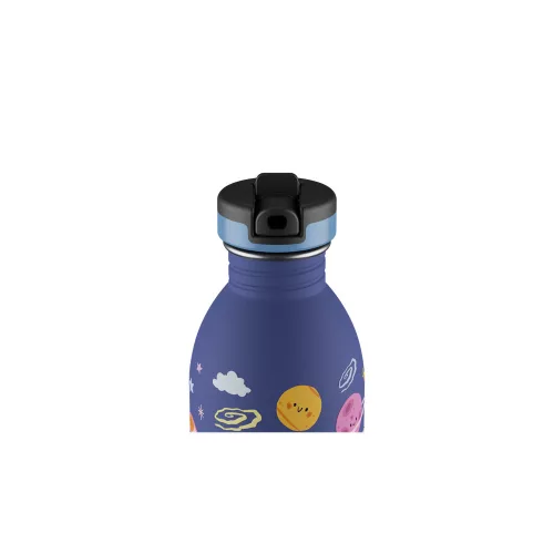 24BOTTLES Kids Urban 500ml rozsdamentes acél kulacs szívószálas kupakkal, Space Friends