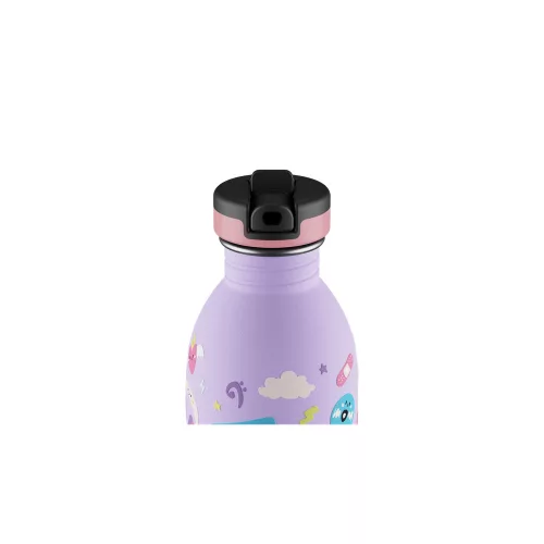24BOTTLES Kids Urban 500ml rozsdamentes acél kulacs szívószálas kupakkal, Music Friends