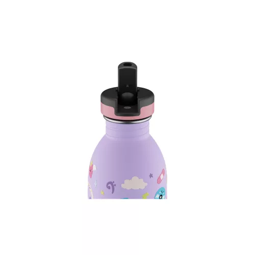 24BOTTLES Kids Urban 500ml rozsdamentes acél kulacs szívószálas kupakkal, Music Friends