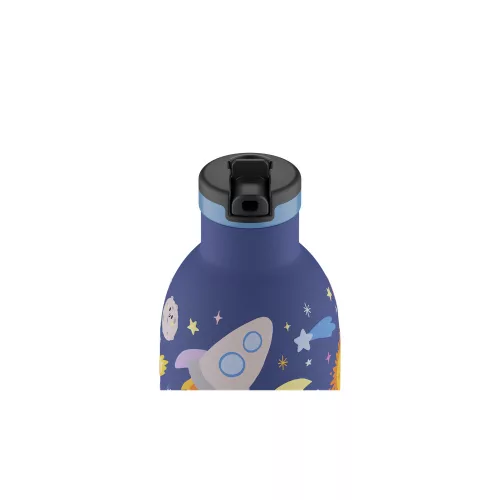 24BOTTLES Kids Clima 330ml rozsdamentes acél termosz szívószálas kupakkal, Space Friends