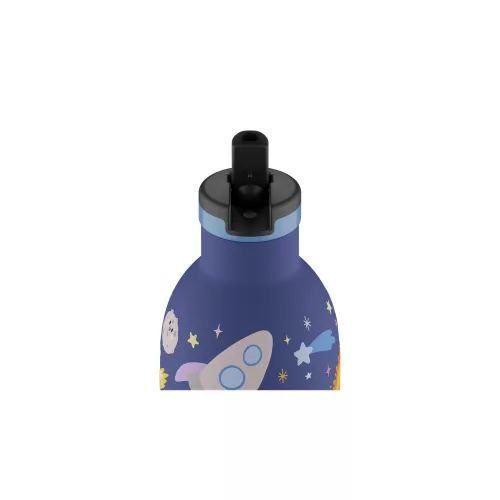 24BOTTLES Kids Clima 330ml rozsdamentes acél termosz szívószálas kupakkal, Space Friends