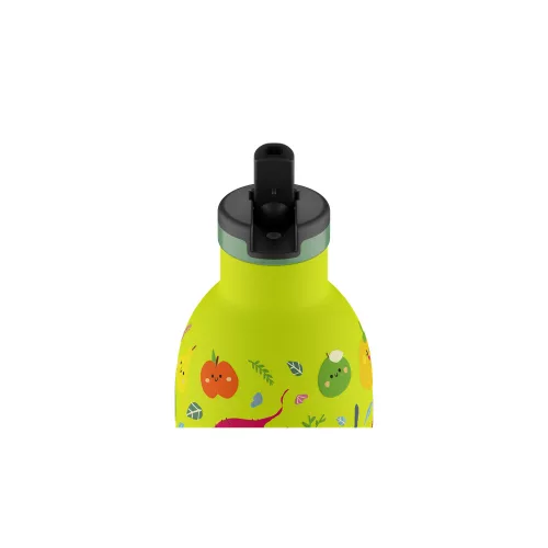 24BOTTLES Kids Clima 330ml rozsdamentes acél termosz szívószálas kupakkal, Veggie Friends