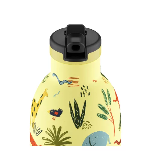 24BOTTLES Kids Clima 330ml rozsdamentes acél termosz szívószálas kupakkal, Jungle Friends