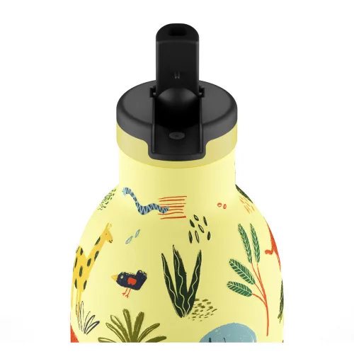 24BOTTLES Kids Clima 330ml rozsdamentes acél termosz szívószálas kupakkal, Jungle Friends