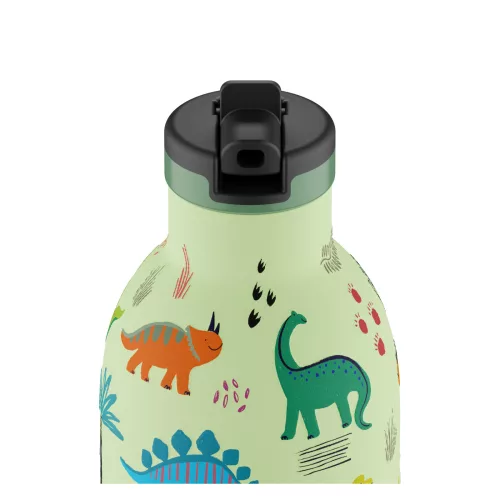 24BOTTLES Kids Clima 330ml rozsdamentes acél termosz szívószálas kupakkal, Jurassic Friends