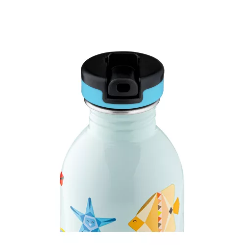 24BOTTLES Kids Urban 250ml rozsdamentes acél kulacs szívószálas kupakkal, Sea Friends