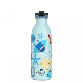   24BOTTLES Kids Urban 500ml rozsdamentes acél kulacs szívószálas kupakkal, Sea Friends