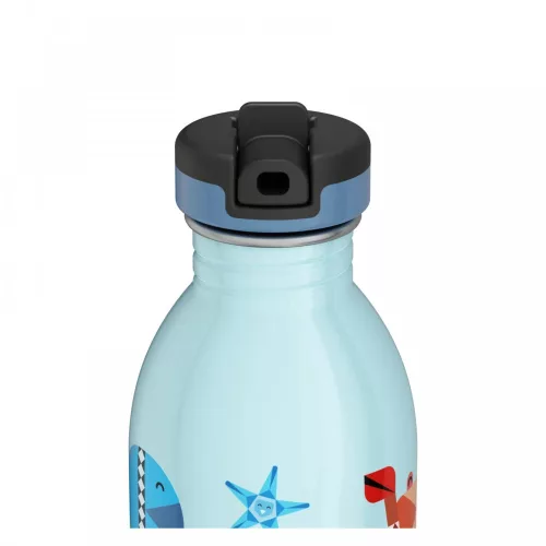 24BOTTLES Kids Urban 500ml rozsdamentes acél kulacs szívószálas kupakkal, Sea Friends