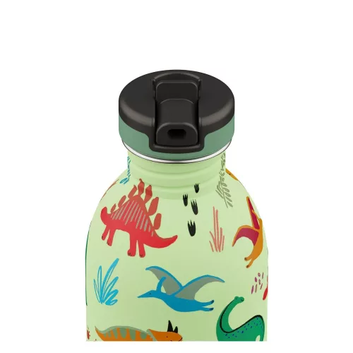 24BOTTLES Kids Urban 500ml rozsdamentes acél kulacs szívószálas kupakkal, Jurassic Friends