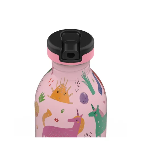 24BOTTLES Kids Urban 250ml rozsdamentes acél kulacs szívószálas kupakkal, Magic Friends