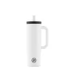 24BOTTLES Straw Cup 800ml rozsdamentes acél bögre szívószállal, Ice White