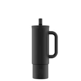   24BOTTLES Straw Cup 800ml rozsdamentes acél bögre szívószállal, Tuxedo Black