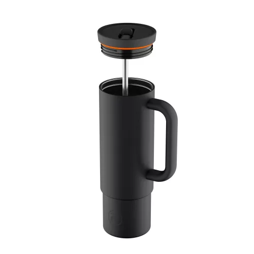 24BOTTLES Straw Cup 800ml rozsdamentes acél bögre szívószállal, Tuxedo Black