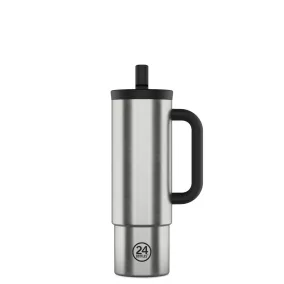   24BOTTLES Straw Cup 800ml rozsdamentes acél bögre szívószállal, Brushed Steel