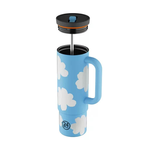 24BOTTLES Straw Cup 800ml rozsdamentes acél bögre szívószállal, Daydreaming