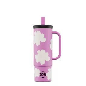  24BOTTLES Straw Cup 800ml rozsdamentes acél bögre szívószállal, Daydreaming Pink